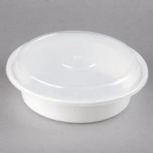 16oz 6" Plastic Container Sets Round - White - 150sets/CT