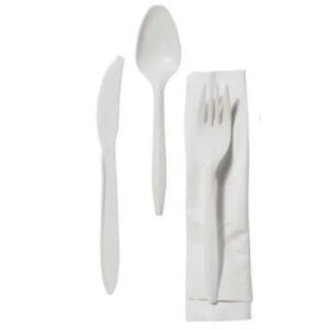 6 pcs cutlery kits. Fork, Spoon, Knife, Tissue, Salt & Pep. 250/CT