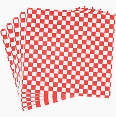 Checkered Sheets - Red - 12"x12" Greaseproof Wax Sheets. 1000/Box